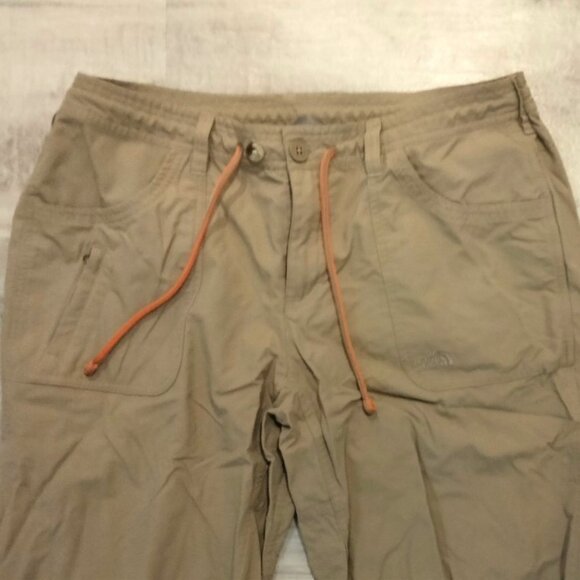 The North Face Women's 14 Nylon Roll Pants Beige Drawstring Hiking Stow Pocket - Picture 3 of 9